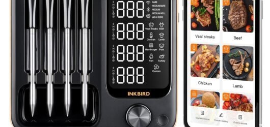 Wireless Meat Thermometer with 4 Probes, Inkbird Wifi BluetoothThermometer Digital Wireless for Rotisserie Grill Oven,Unlimited Range Dishwasher Waterproof Bluetooth Meat Thermometer for iOS & Android